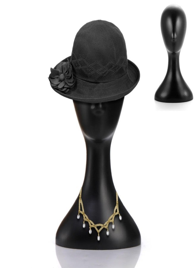 Acshio Professional Plastic Mannequin Head, 16 Inch Model Wig Head Stand with Neck for Women Men, Styling Making Display Holder with Jack for Hat, Mask, Headdress, Necklace, Black - Image 1